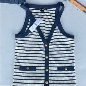 J. Crew Blue and White Striped Sleeveless Top Sz XS